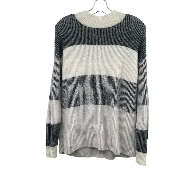 Staccato Womens Striped Pullover Sweater Long Sleeve Gray/Multi Large - Picture 1 of 9